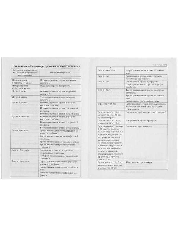 Сертификат о профилактических прививках А5, 6 листов, обложка - офсет 120 г/м², блок офсет 65г/м². Форма № 156/у-93