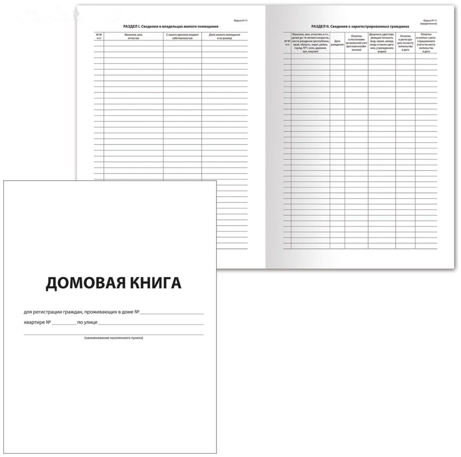 Книга домовая № 11, А4, 12 листов BRAUBERG, картонная обложка, блок офсет