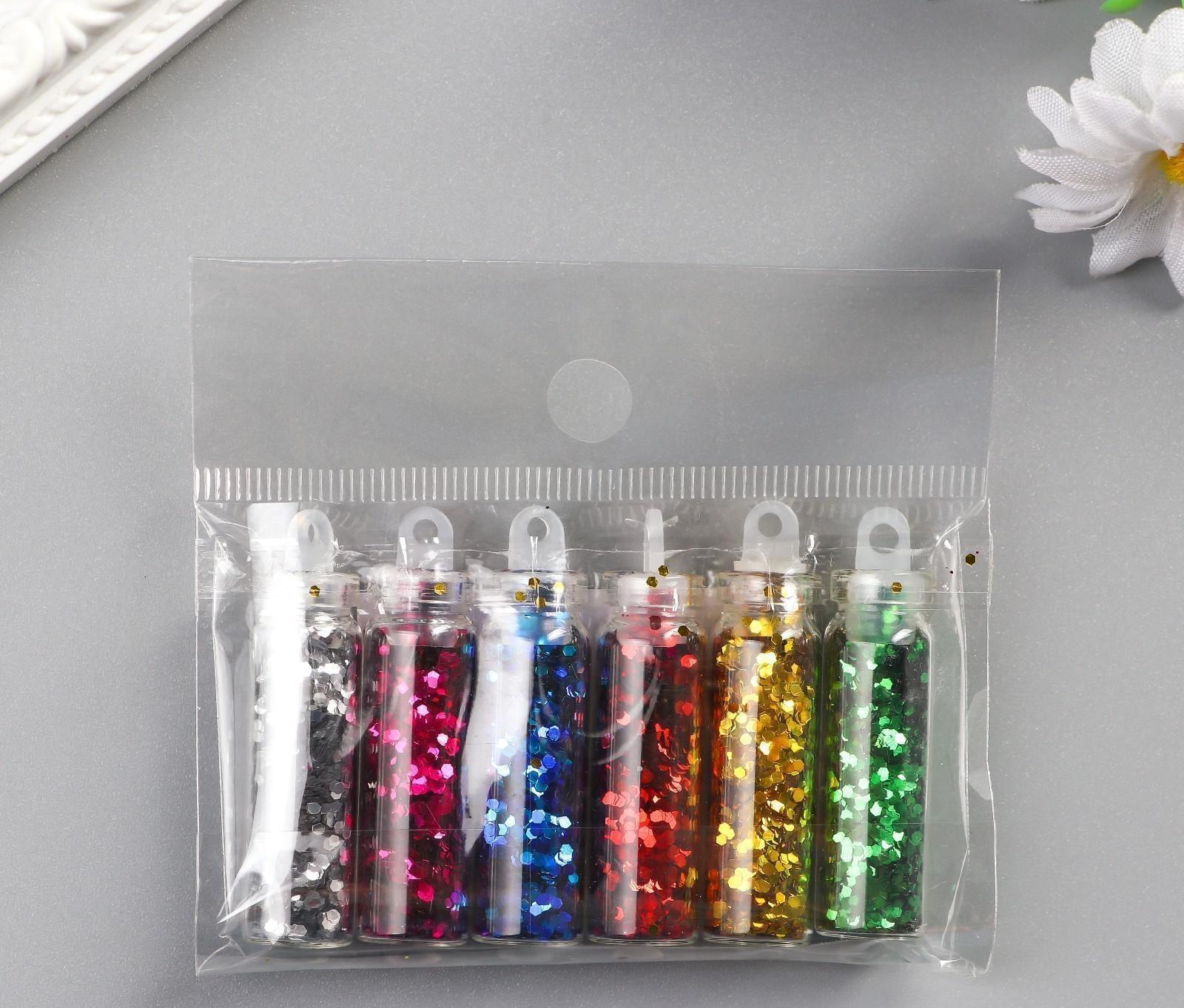 Глиттер набор 6 бутылочек 