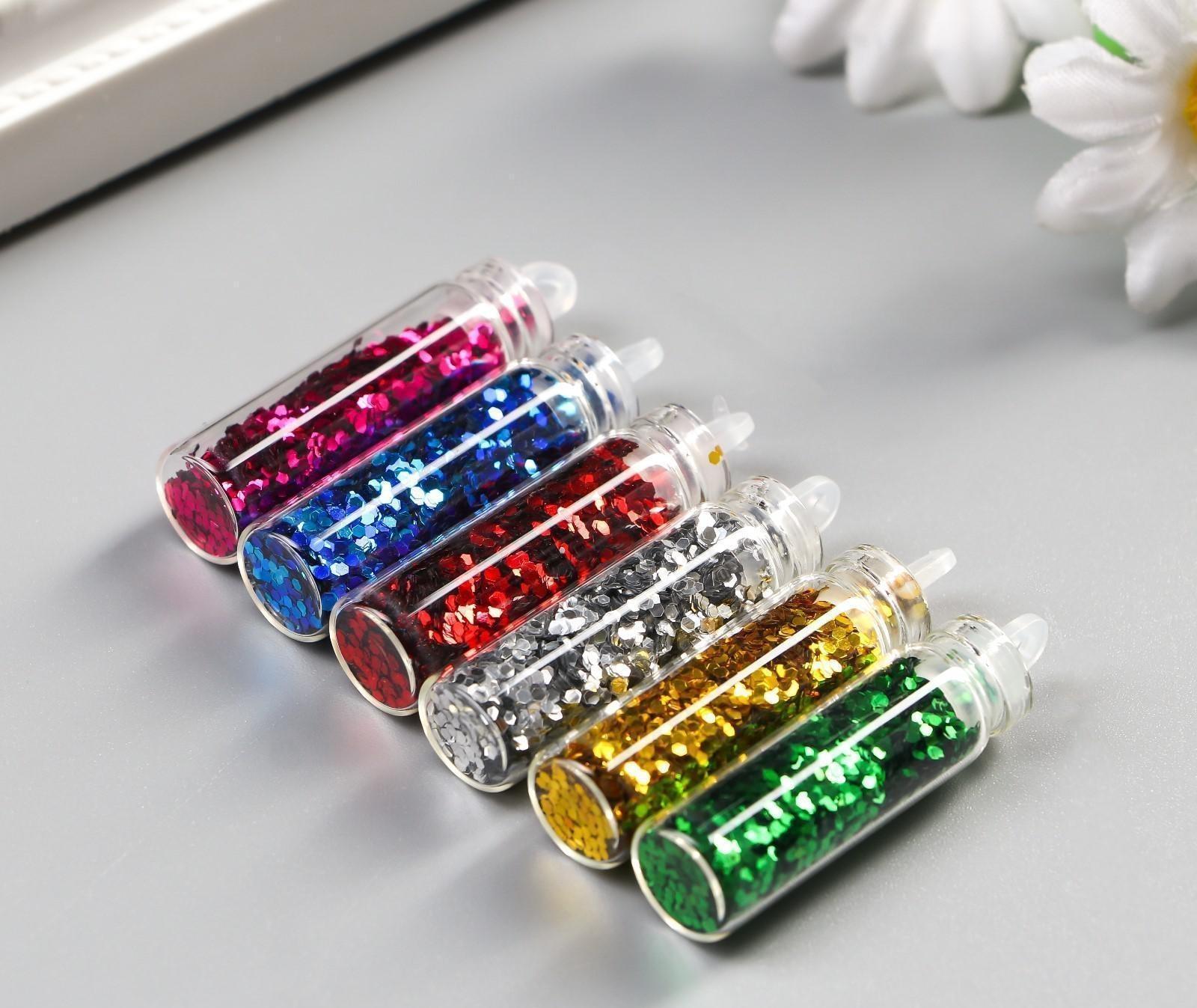 Глиттер набор 6 бутылочек 