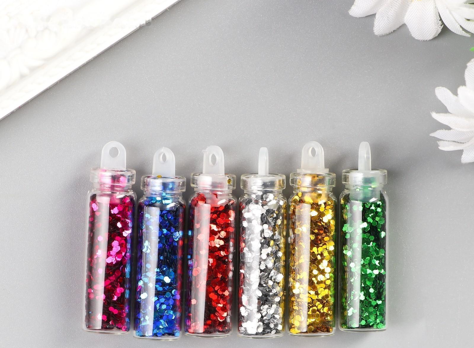 Глиттер набор 6 бутылочек 