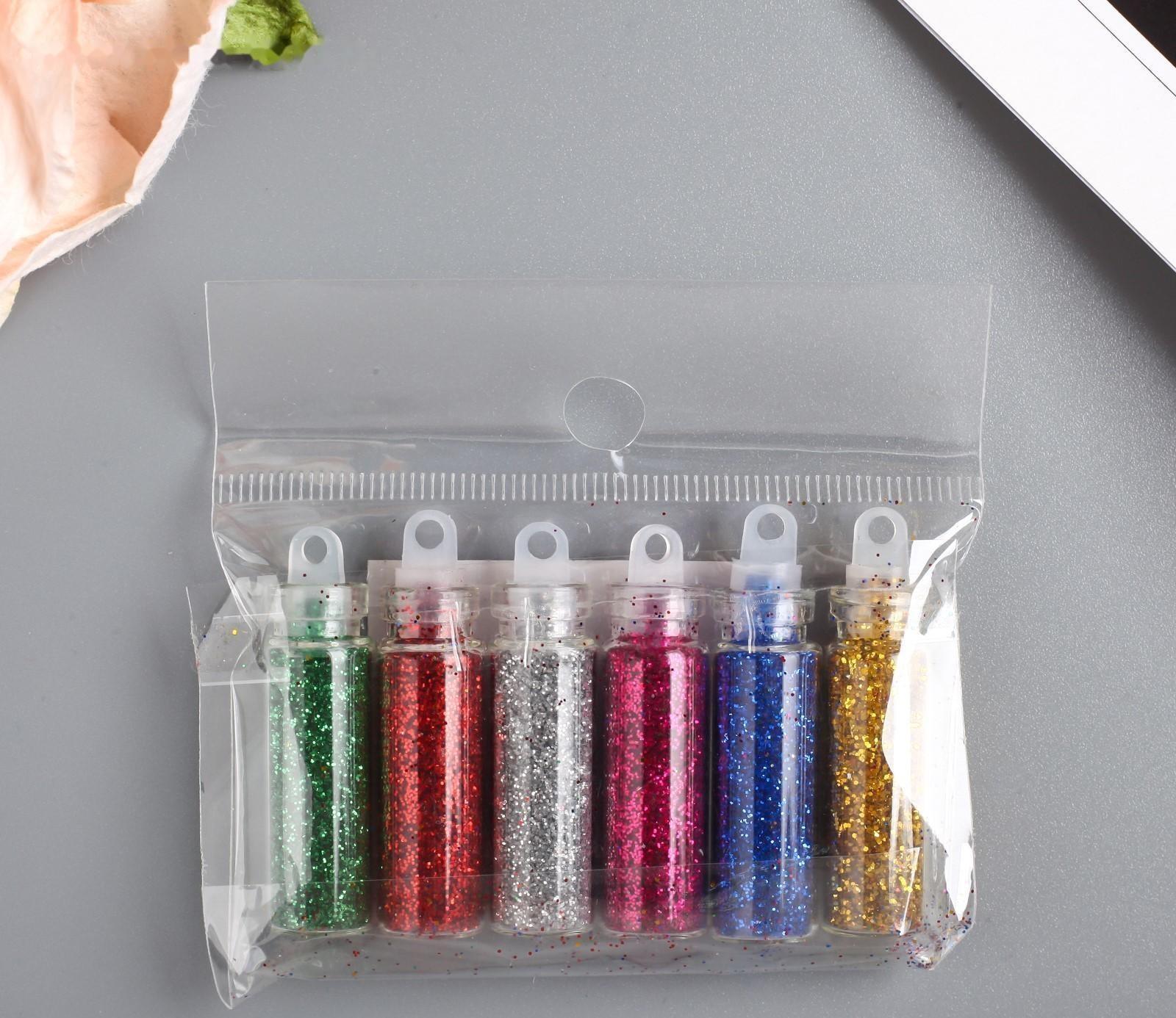 Глиттер набор 6 бутылочек 