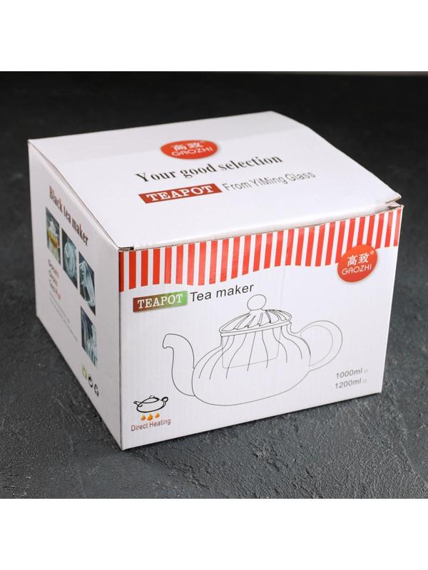 Чайник стеклянный заварочный «Валенсия», 1,2 л, стеклянное сито