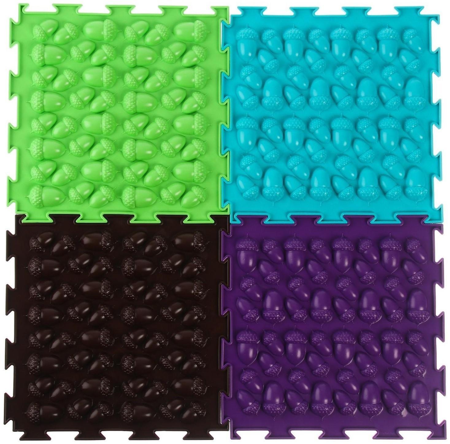 Модульный массажный коврик ОРТОДОН «Желуди», жесткий, цвет МИКС