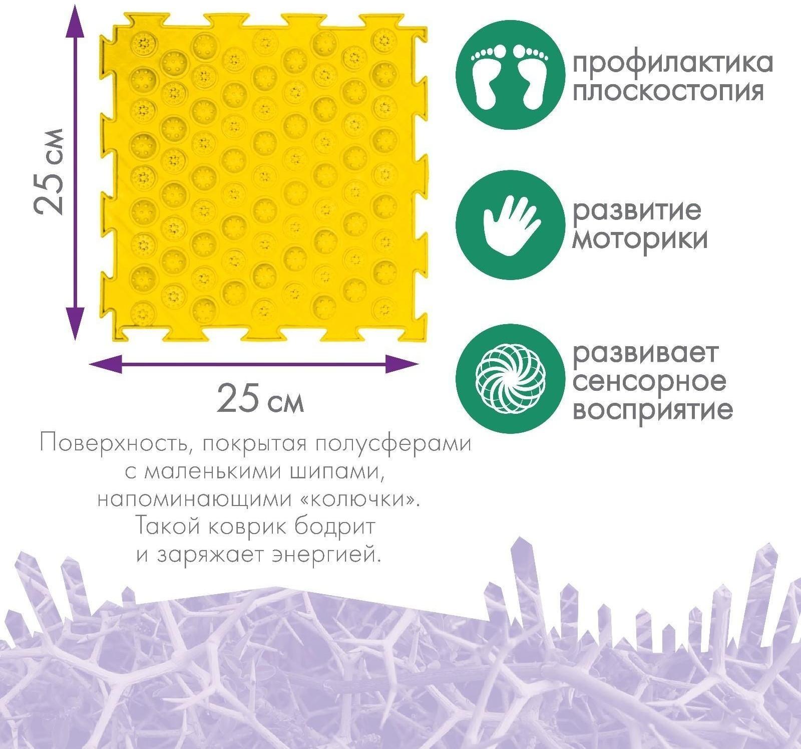 Модульный массажный коврик ОРТОДОН «Колючки», жесткий, цвет МИКС