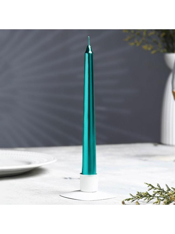 Набор Свечей античных, 1,9х 20 см, 6 штук, зелёный металлик