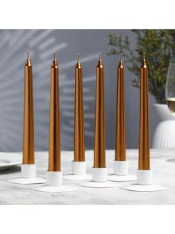 Набор Свечей античных, 1,9х 20 см, 6 штук, кофейно-золотой металлик
