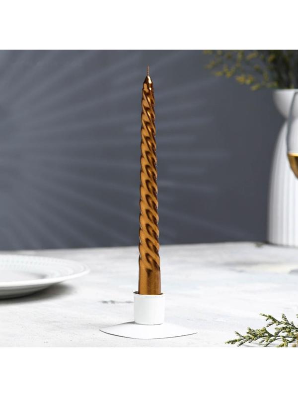 Набор Свечей витых, 1,9х 20 см, 6 штук, кофейно-золотой металлик