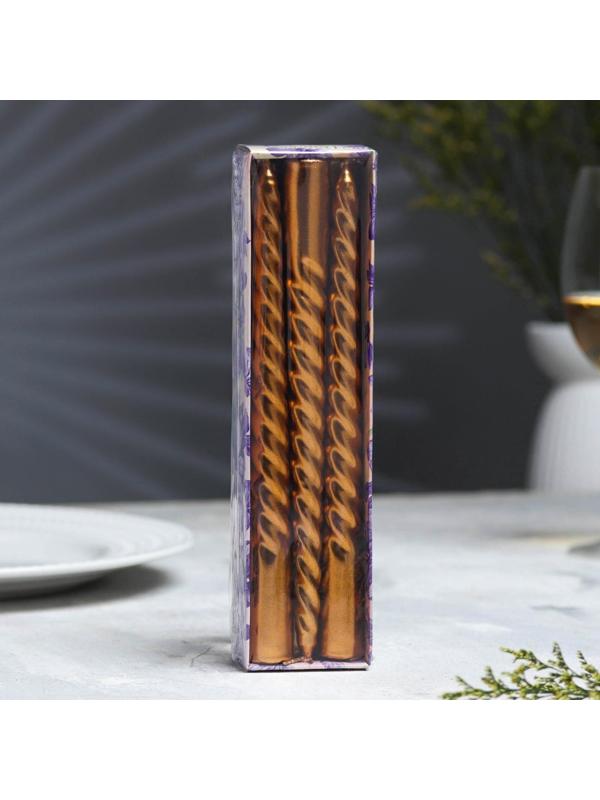 Набор Свечей витых, 1,9х 20 см, 6 штук, кофейно-золотой металлик