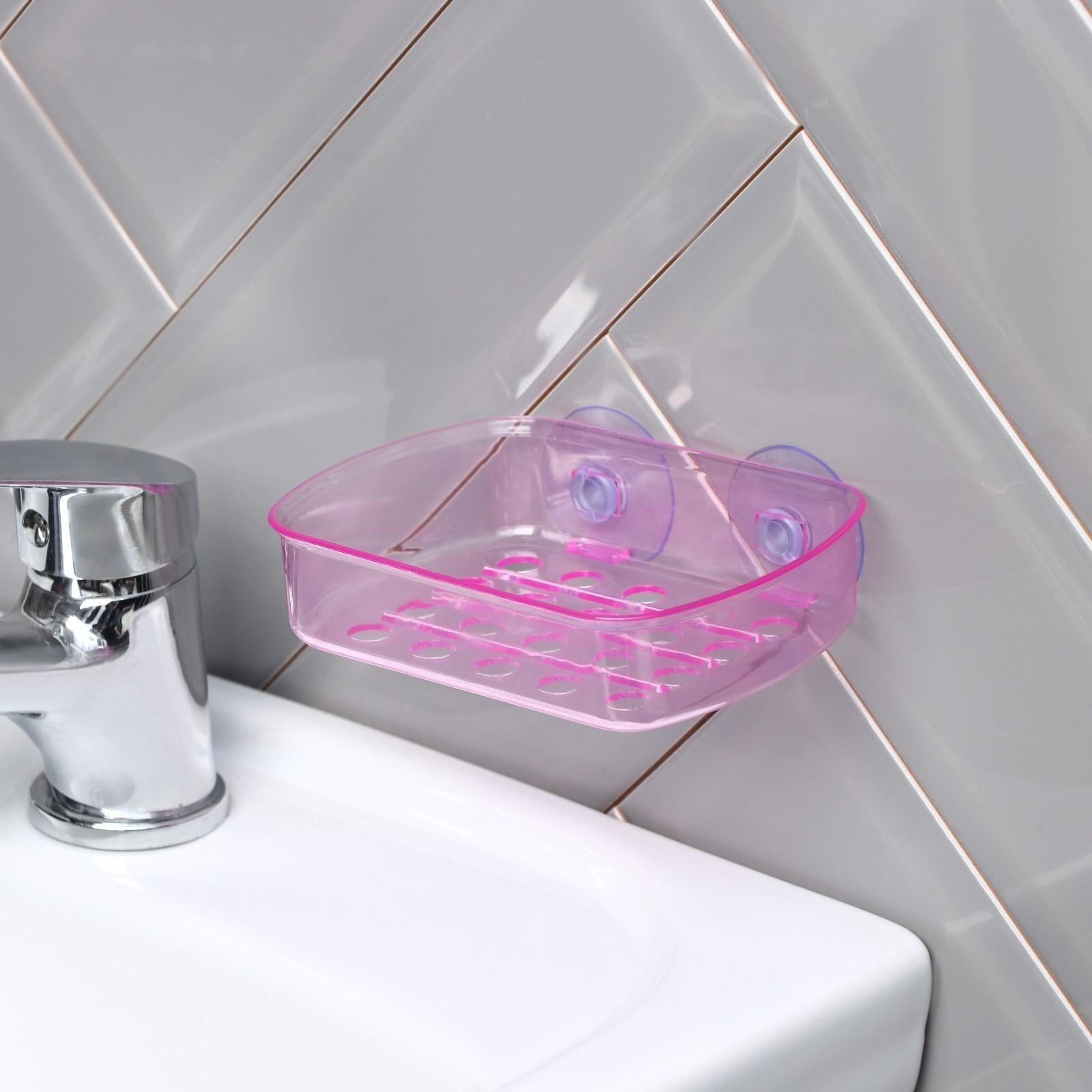 Мыльница пластиковая на присосках Bath Collection, 13×10×3 см, цвет МИКС