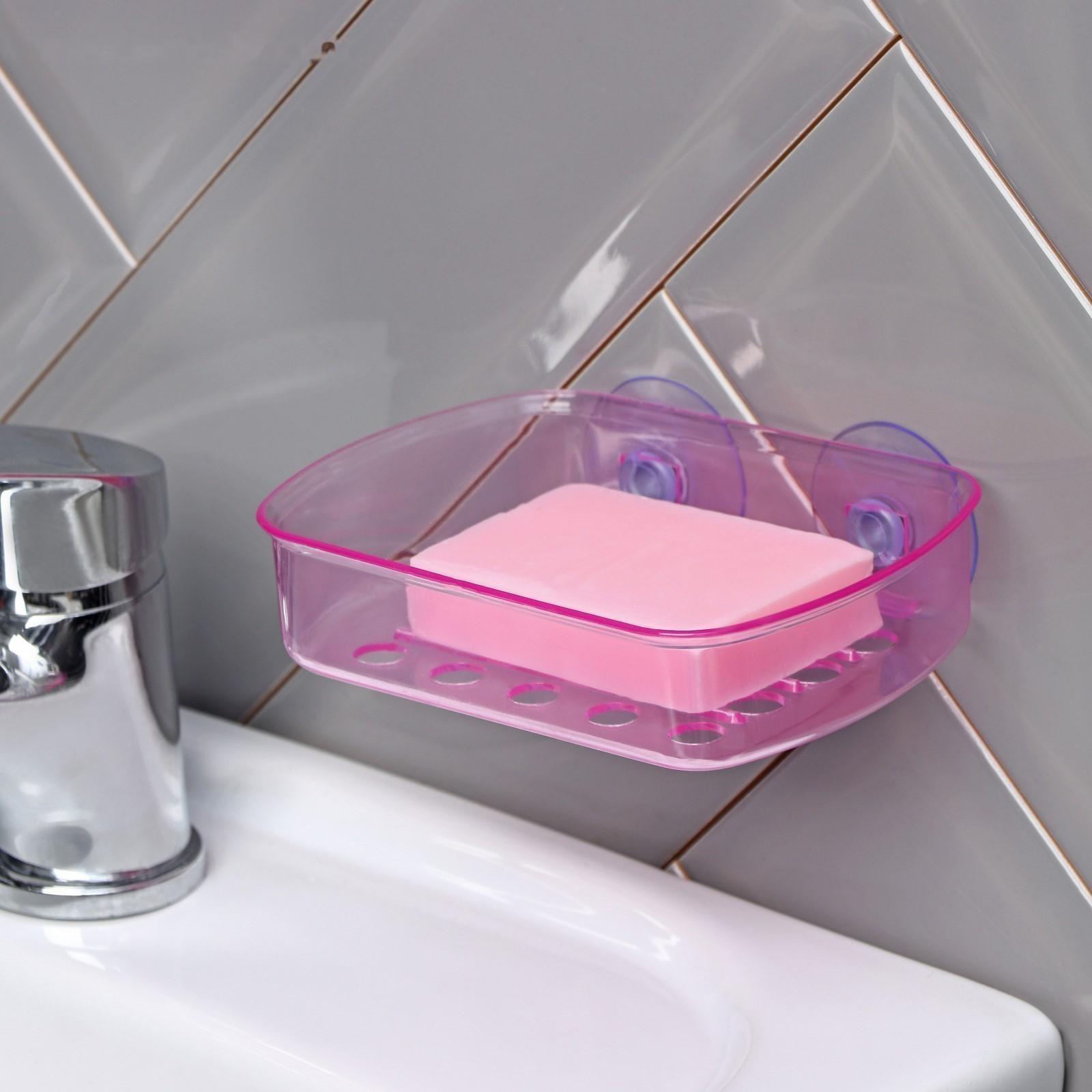 Мыльница пластиковая на присосках Bath Collection, 13×10×3 см, цвет МИКС