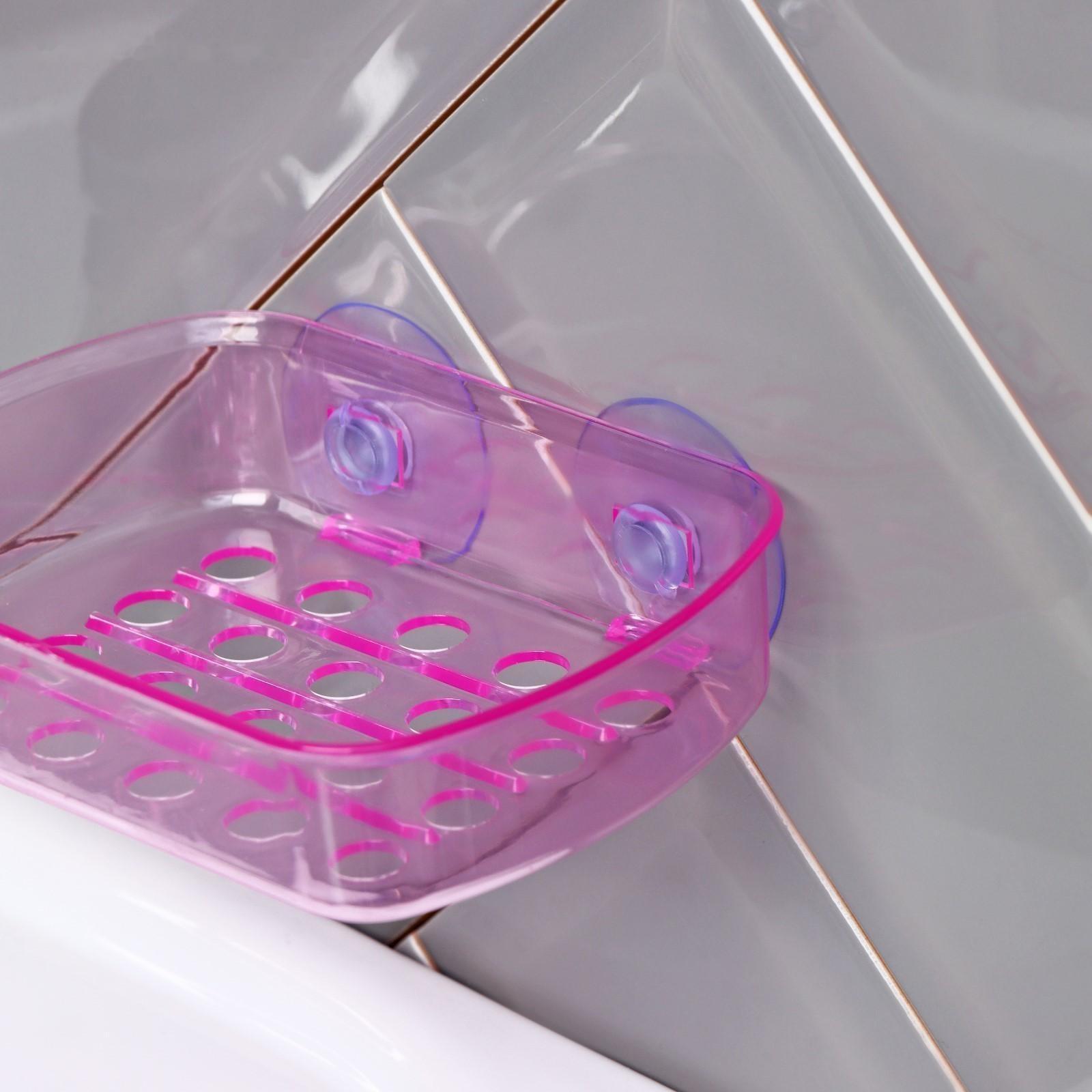 Мыльница пластиковая на присосках Bath Collection, 13×10×3 см, цвет МИКС