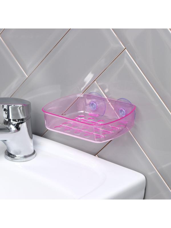 Мыльница пластиковая на присосках Bath Collection, 13×10×3 см, цвет МИКС