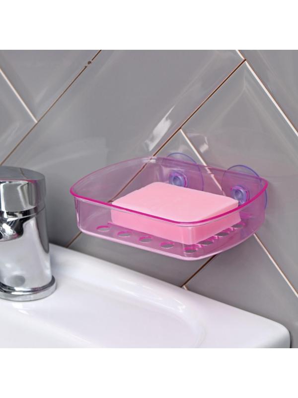 Мыльница пластиковая на присосках Bath Collection, 13×10×3 см, цвет МИКС