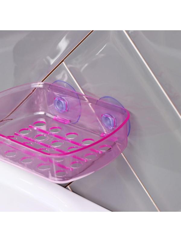 Мыльница пластиковая на присосках Bath Collection, 13×10×3 см, цвет МИКС