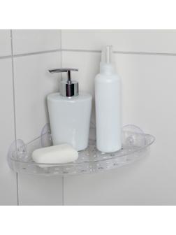 Полочка в ванную комнату угловая на присосках Bath Collection, 19×19×3 см, цвет МИКС