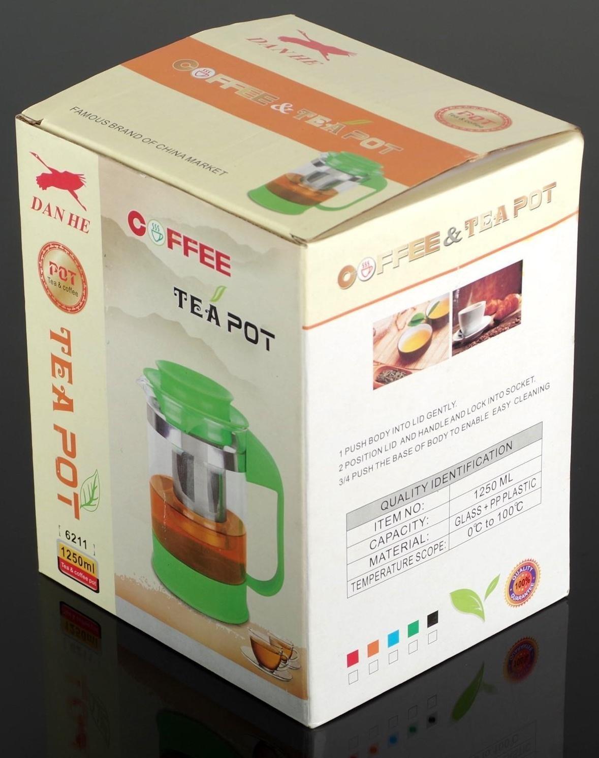 Чайник стеклянный заварочный «Шоколад», 1,25 л, с металлическим ситом