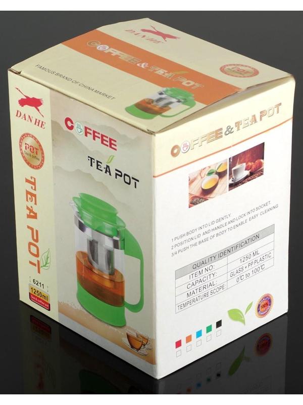 Чайник стеклянный заварочный «Шоколад», 1,25 л, с металлическим ситом