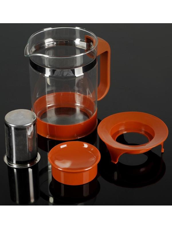 Чайник стеклянный заварочный «Шоколад», 1,25 л, с металлическим ситом