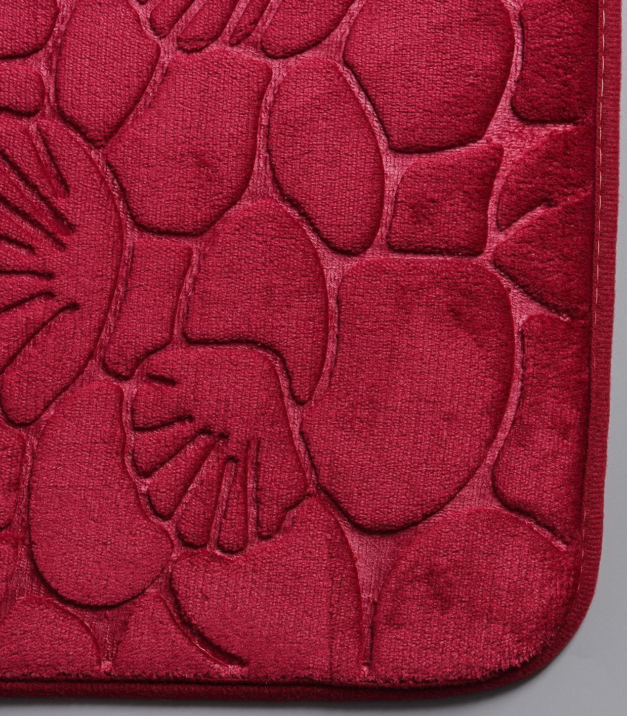 Набор ковриков для ванной и туалета Доляна «Галька, ракушки», 2 шт: 40×50, 50×80 см, цвет бордовый