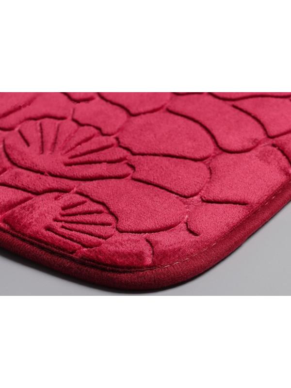 Набор ковриков для ванной и туалета Доляна «Галька, ракушки», 2 шт: 40×50, 50×80 см, цвет бордовый