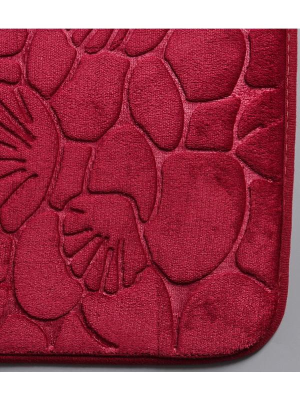 Набор ковриков для ванной и туалета Доляна «Галька, ракушки», 2 шт: 40×50, 50×80 см, цвет бордовый