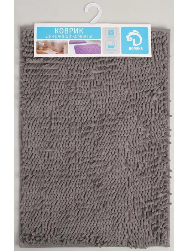 Коврик для ванной Доляна «Букли длинные», 40×60 см, цвет серый