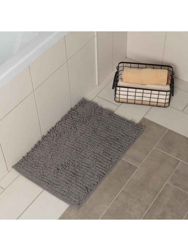 Коврик для ванной Доляна «Букли длинные», 40×60 см, цвет серый