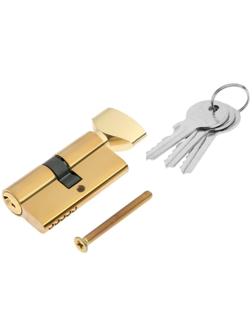 Цилиндровый механизм, 60 мм, с вертушкой, английский ключ, 3 ключа, золото