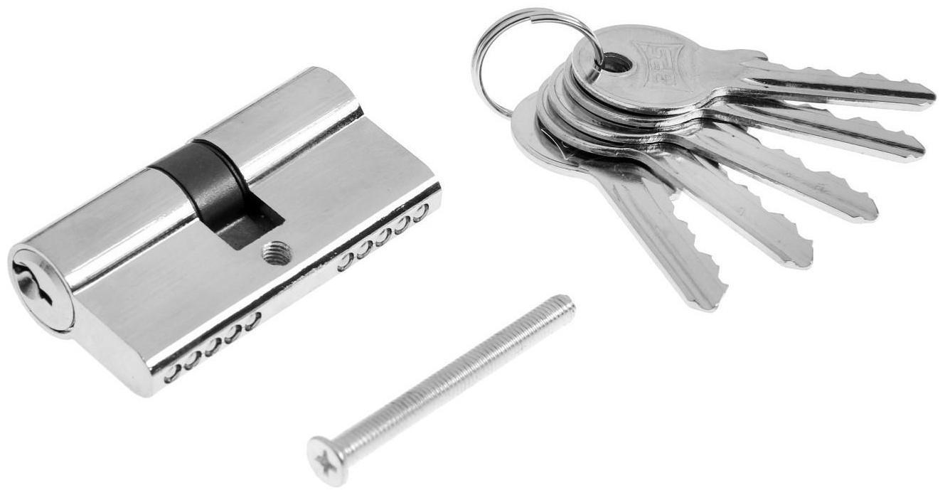 Цилиндровый механизм, 60 мм, английский ключ, 5 ключей, цвет хром