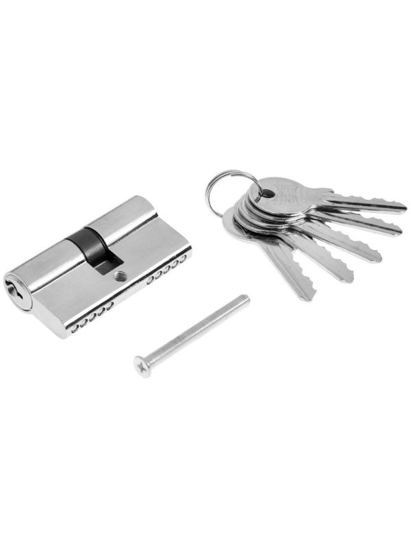 Цилиндровый механизм, 60 мм, английский ключ, 5 ключей, цвет хром