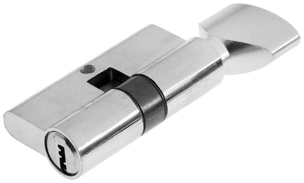 Цилиндровый механизм, 60 мм, с вертушкой, перфор. ключ, 5 ключей, цвет хром