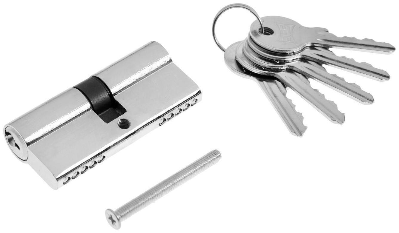 Цилиндровый механизм, 70 мм, английский ключ, 5 ключей, цвет хром