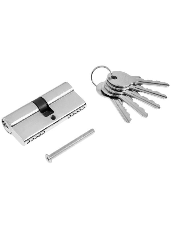 Цилиндровый механизм, 70 мм, английский ключ, 5 ключей, цвет хром