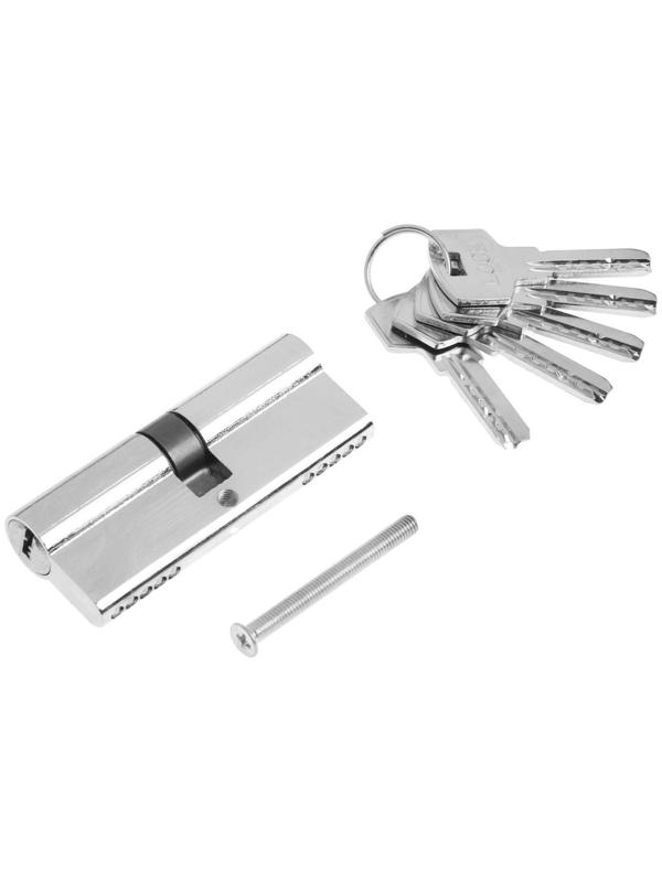 Цилиндровый механизм, 80 мм, перфор. ключ, 5 ключей, цвет хром