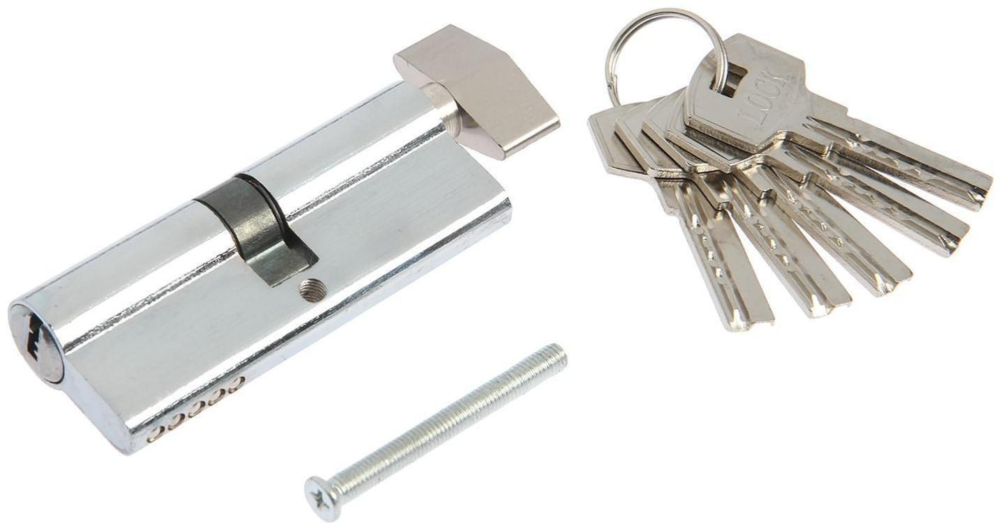 Цилиндровый механизм, 80 мм, с вертушкой, перфор. ключ, 5 ключей, цвет хром
