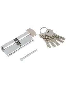 Цилиндровый механизм, 80 мм, с вертушкой, перфор. ключ, 5 ключей, цвет хром