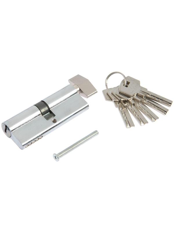 Цилиндровый механизм, 80 мм, с вертушкой, перфор. ключ, 5 ключей, цвет хром