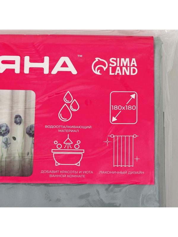 Штора для ванной Доляна «Синие маки», 180×180 см, EVA