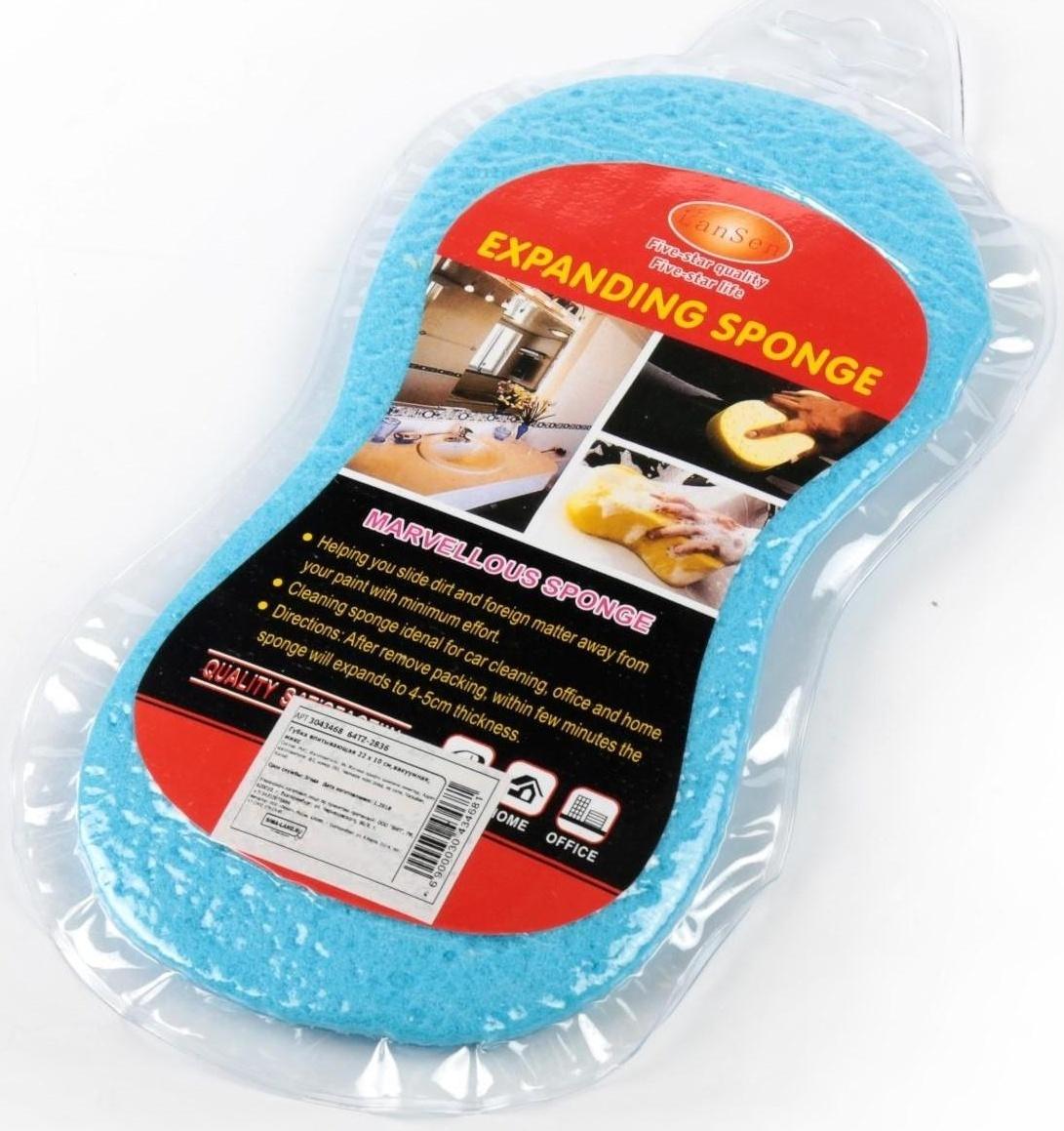 Губка впитывающая для авто, 22×10 см, вакуумная, микс