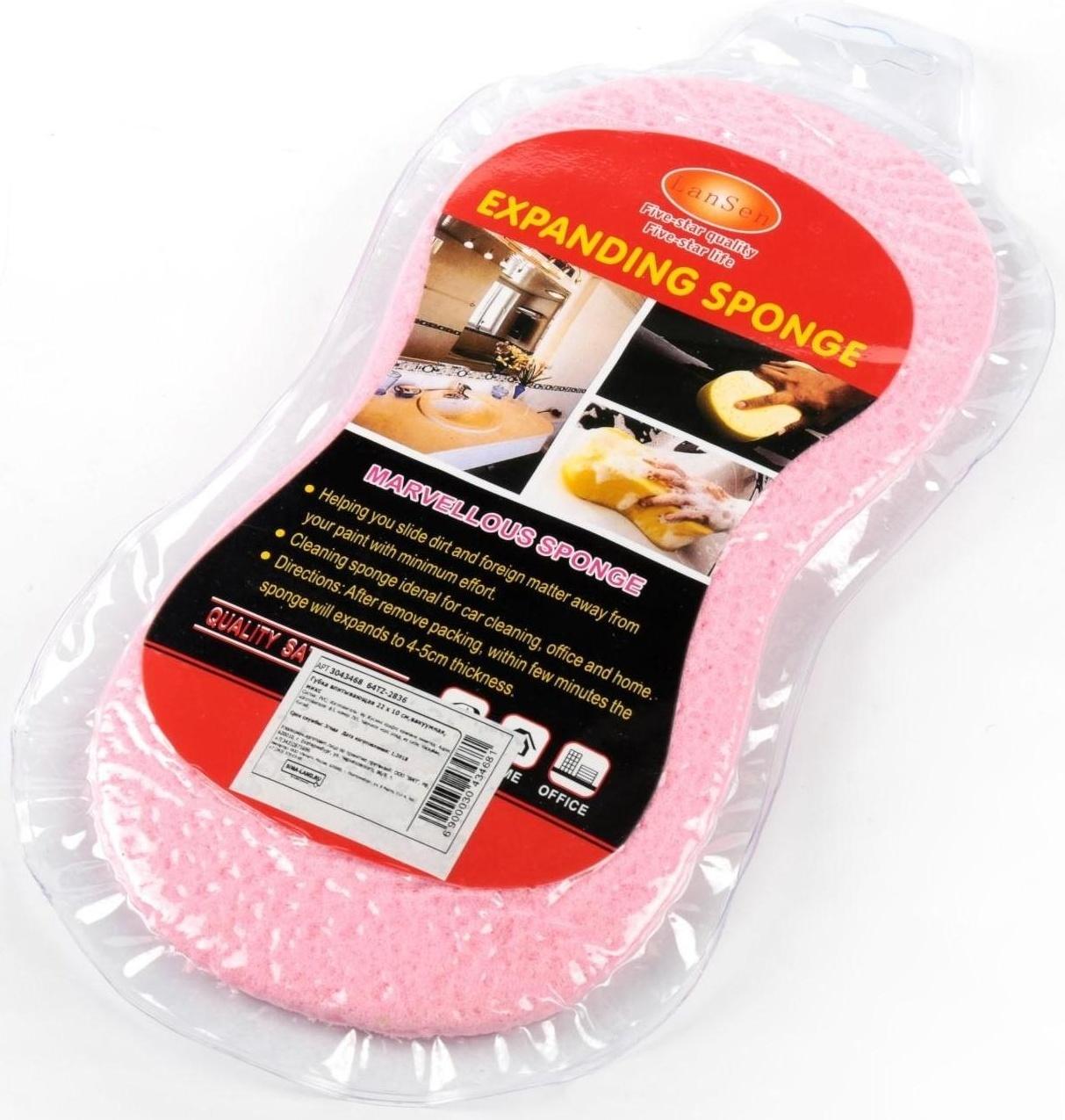 Губка впитывающая для авто, 22×10 см, вакуумная, микс