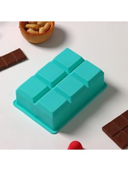 Форма для льда и кондитерских украшений Доляна «Кубик», 16,5×11,5 см, силикон, 6 ячеек, 5×5×5 см, цвет бирюзовый