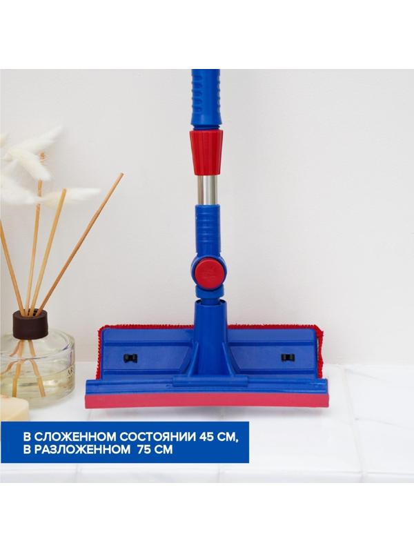 Окномойка с телескопической стальной ручкой и сгоном Доляна, 18×8×55(83) см, полиэстер