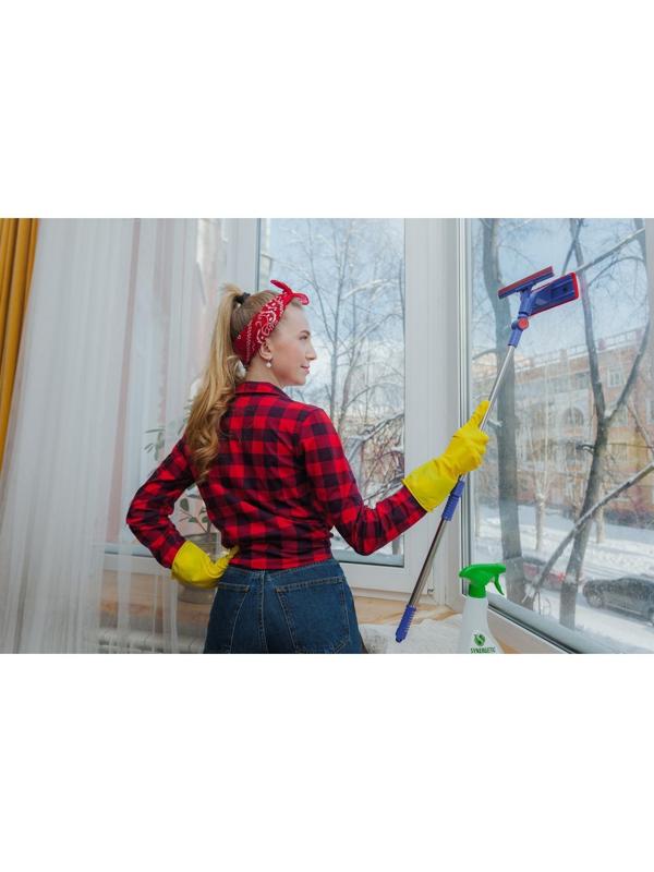 Окномойка с телескопической стальной ручкой и сгоном Доляна, 18×8×55(83) см, полиэстер