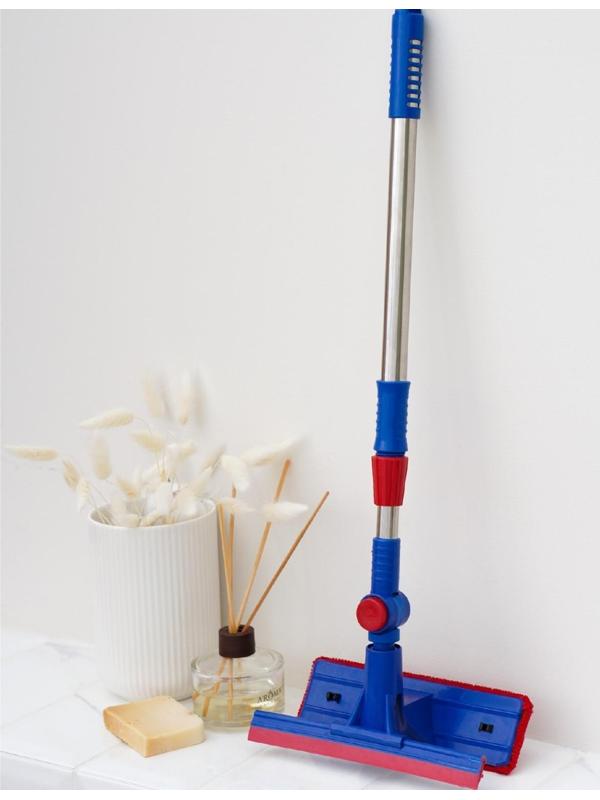 Окномойка с телескопической стальной ручкой и сгоном Доляна, 18×8×55(83) см, полиэстер