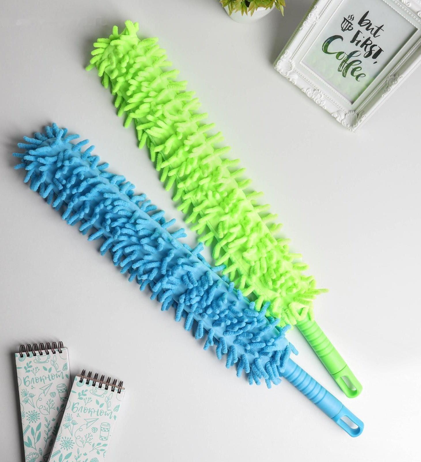 Щётка для уборки гибкая 57×6 см, двусторонняя букля, цвет МИКС