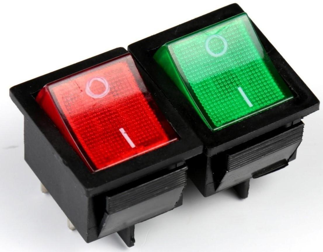 Переключатель, квадратный, с подсветкой, микс