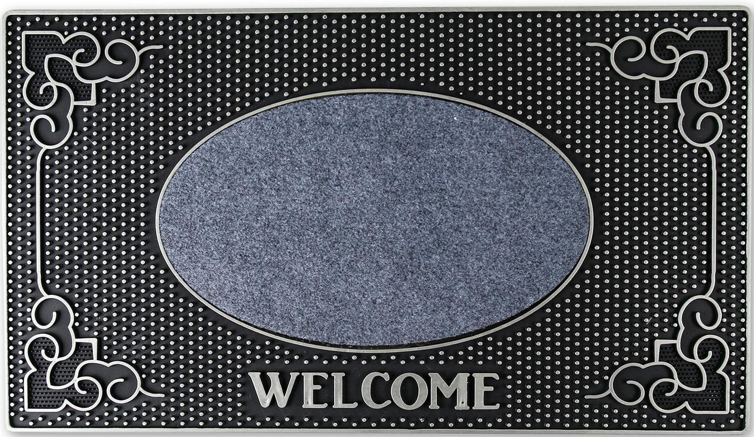 Коврик придверный резиновый Доляна Welcome, 40×70 см, цвет МИКС