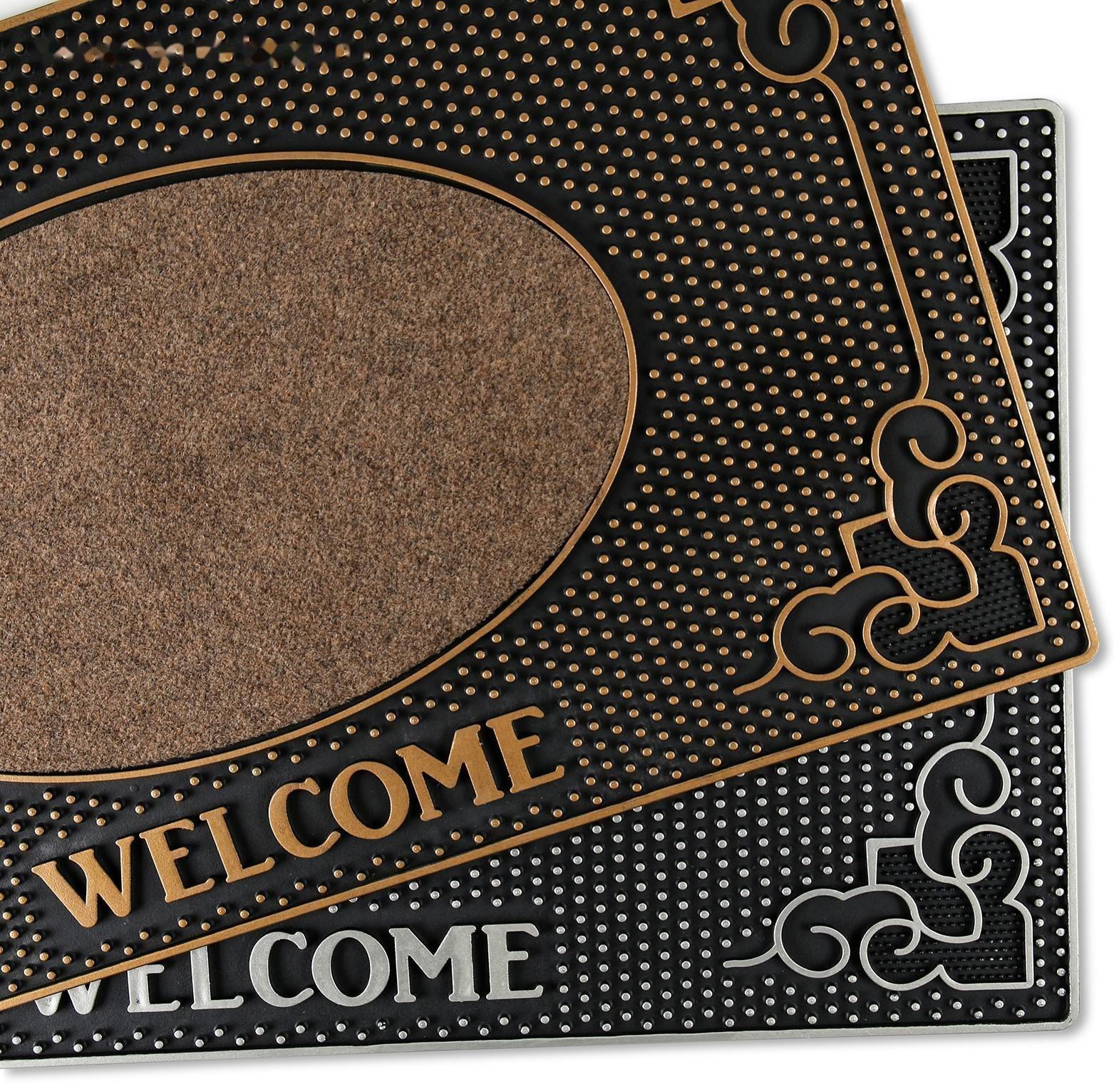 Коврик придверный резиновый Доляна Welcome, 40×70 см, цвет МИКС