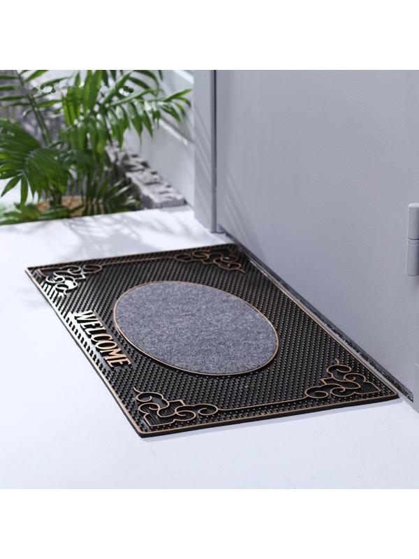 Коврик придверный резиновый Доляна Welcome, 40×70 см, цвет МИКС